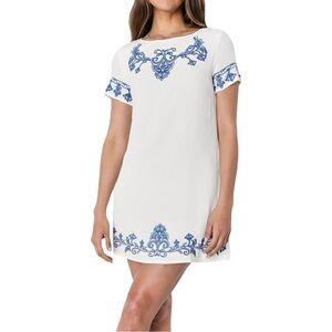 Lulu's White and Blue Sheath Midi Dress Casual Resort Wear